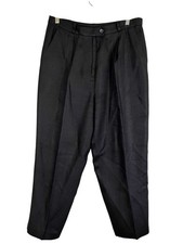 Talbots Irish Linen Neutral Pant Black 14P Classic Chic Work Wear Preppy Office