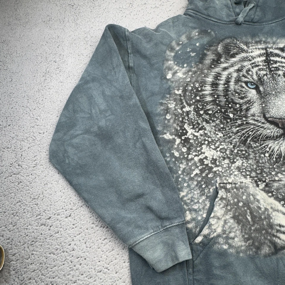 Sudadera con Capucha The Mountain Para Hombres 2XL Verde Tie Dye Blanco Tigre Arte Gráfico Foto 2 de 4