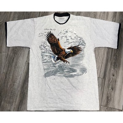 Hazelwoods Mens Large Graphic T Shirt Eagle USA Made Vintage