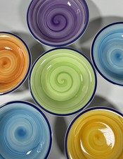 Ternana ciotole pasta x6 dipinte a mano design vortice Made in Italy dessert classico