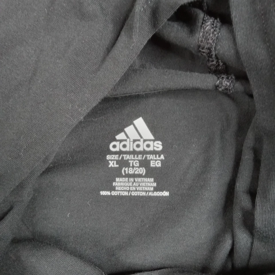 Adidas Shirt Youth XL 18/20 Black Hooded Long Sleeve Three Stripe Logo Athletic - Image 2 of 4