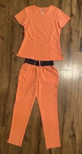  1073 Dickies EDS Essentials Bright Orange Scrubs Stretch Sm Very Good Condition
