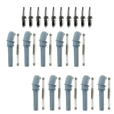 Denso 10 Standard Plugs & NGK Ignition Coil Boots Kit for E-350 Club Wagon 6.8L