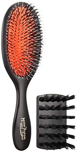 Mason Pearson Junior Bristle Nylon Hairbrush Dark Ruby w/ Cleaning