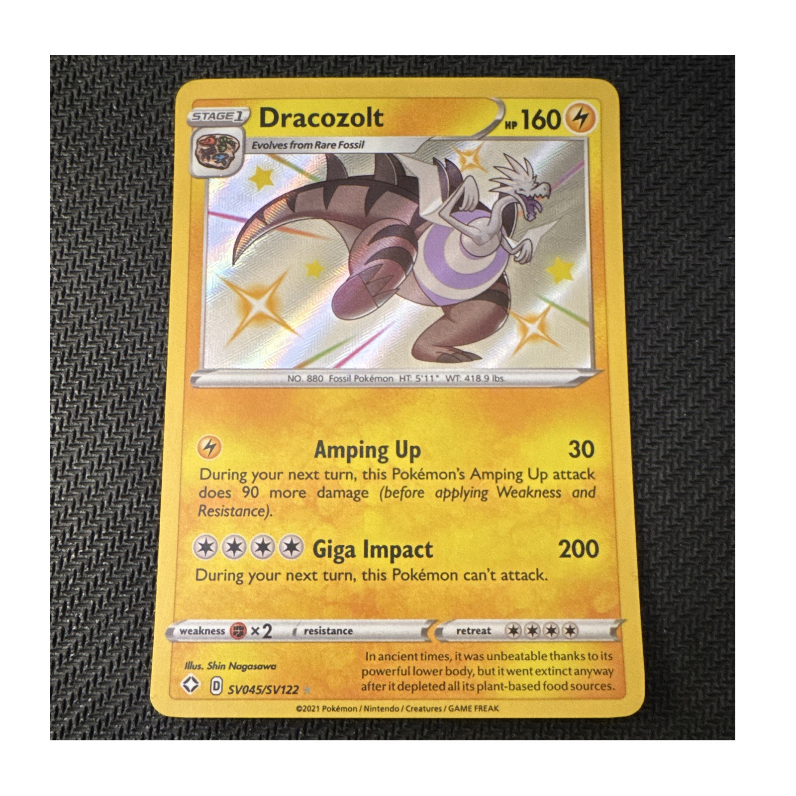 Dracozolt Shining Fates Shiny Vault SV045/SV122 Shiny Holo Rare 2021 Pokémon TCG