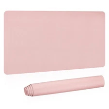35"x17" Large Desk Mat, PU Leather Dual Side Large Desk Pad, Light Pink