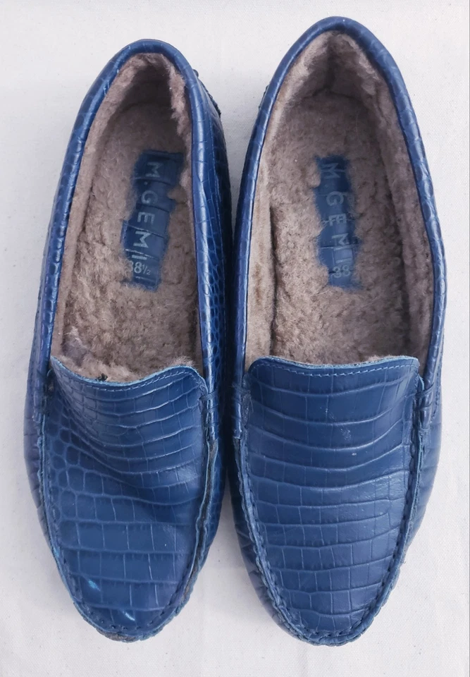 Zapato Mocasín M. GEMI Felize Mujer Azul Estampado Animal Cocodrilo Talla 38 Italia Foto 2 de 4