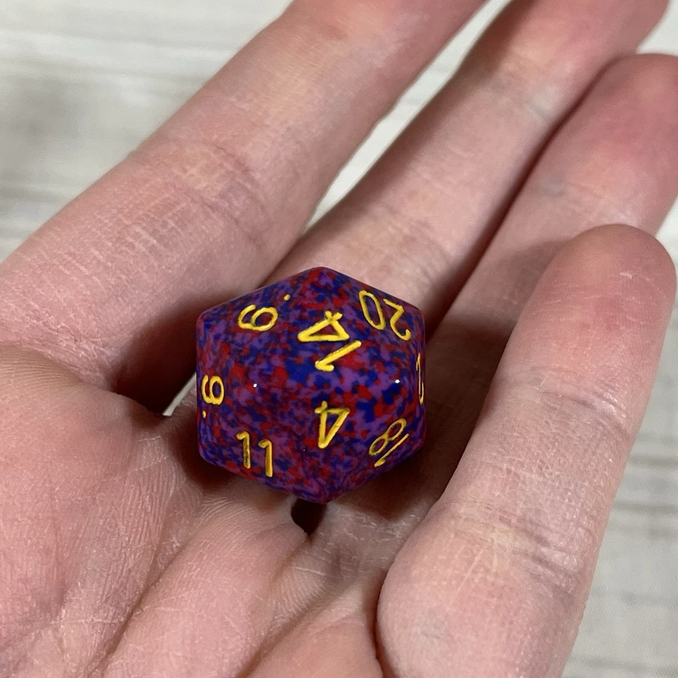 Dados Chessex Knockout moteados CHX LE167 D20 azul púrpura rojo D&D W1 Foto 2 de 4