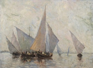 GUERIN LE GUAY (1872 1945) SIGNED FRENCH IMPRESSIONIST OIL CANVAS SAILING BOATS