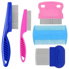 5 Pack Flea Lice Comb,Stainless Steel Dog Cat Grooming Combs with Rounded Tee...