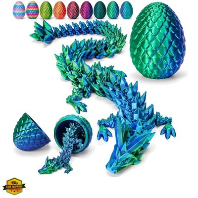 12'' 3D Printed Dragon Egg, Cool 3D Printer Articulated Crystal Dragon Toys fo...