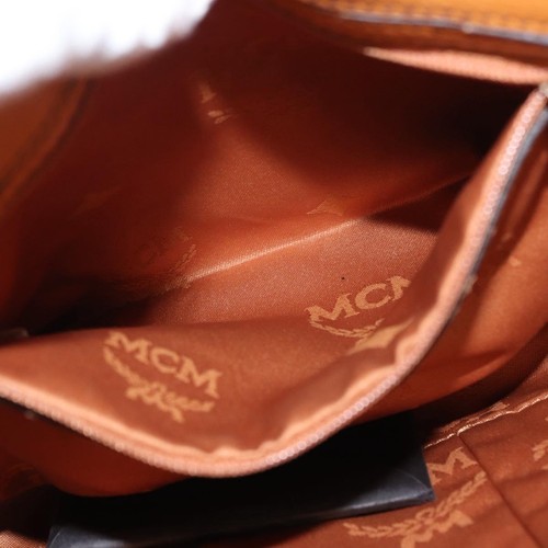 MCM Vicetos Logogram Schultertasche Leder Braun Gold Auth gh1463 - Bild 21 von 22