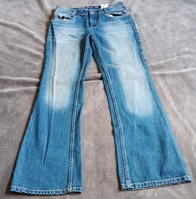 Cruel Girl Light Blue Fade Flare Jeans Girls 16S Denim Miss Pants Youth Kids  - Image 3 of 4