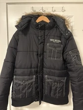 True Religion Fur Puffer Jacket Sz L  I Check Description For More Info.