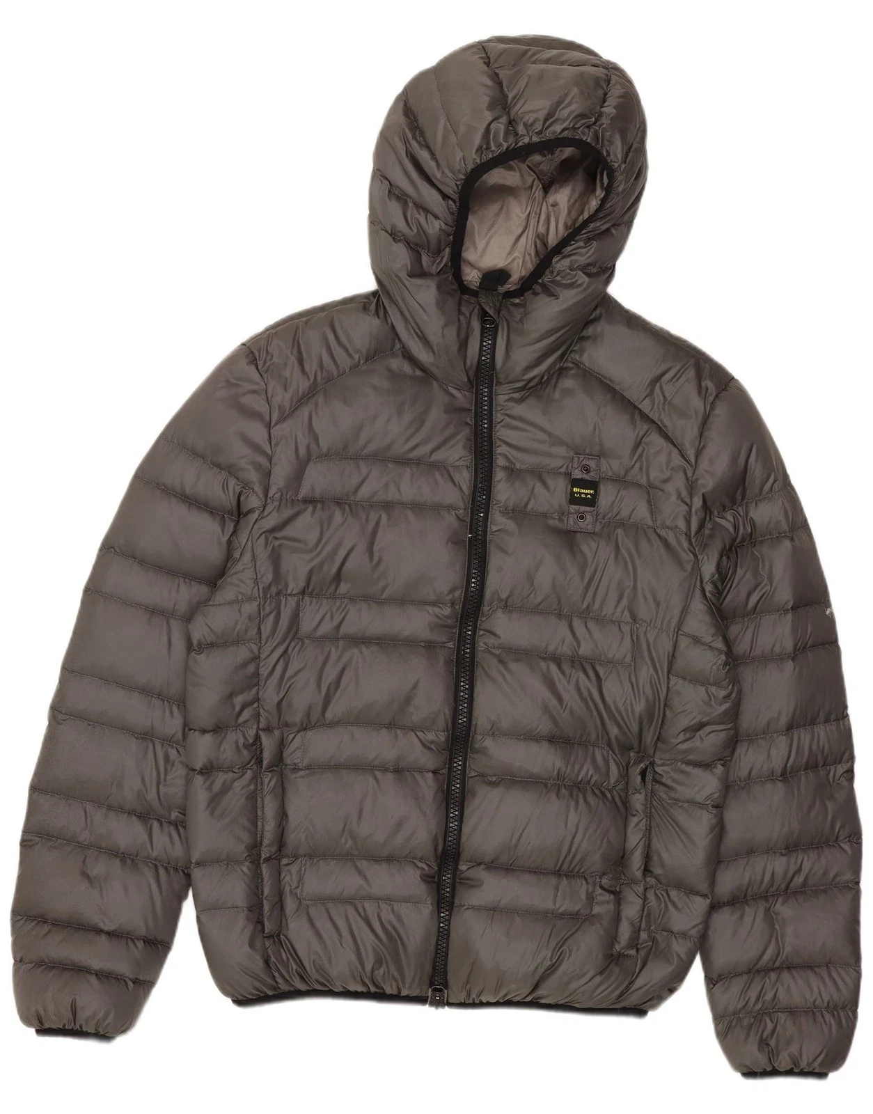 Blauer Mens Hooded Padded Jacket UK 36 Small Grey Nylon BD20