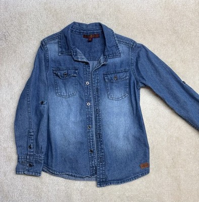 SEVEN For All Mankind Boys BLUE Denim Button Down Oxford Style Shirt Size 7