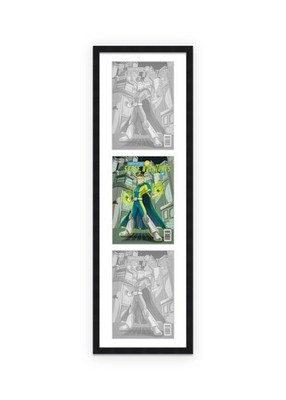Black Comic Book Frame With White Mat For 3 Current Era Comic Books