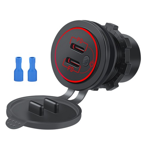 Double PD Type C USB Chargeur Prise Voiture USB C Alimentation Étanche Charge Socket12-24V - Photo 6 sur 11