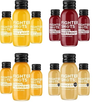 Fighter Shots Ginger Shots Award Winning 100% Natural Fresh & Fiery Flav 12x60ml