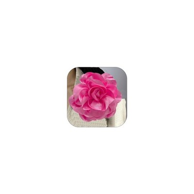 Dainty Satin Fabric Rose Flower Brooches Elegant Camellia Flower Large Broo - 02