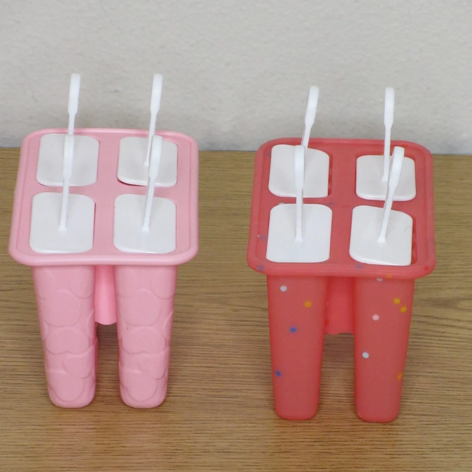 Silicone Ice Pop Molds Frozen Treats Two Sets Of Four Pink/ Pink Polka Dots B75 - Изображение 4 из 4