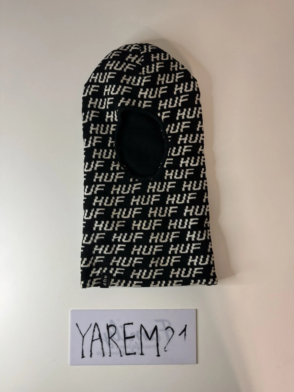 HUF Worldwide Unisex Transit Ski Mask One Size Black AOP Logo Balaclava Pullover