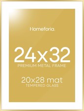 24x32 Poster Frame Gold, High End Metal 24 x 32 Large Picture Frames with Mat...