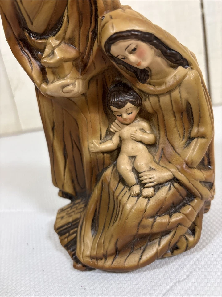 Estatua vintage de la Natividad Jesús María José Sagrada Familia religiosa católica Foto 4 de 4