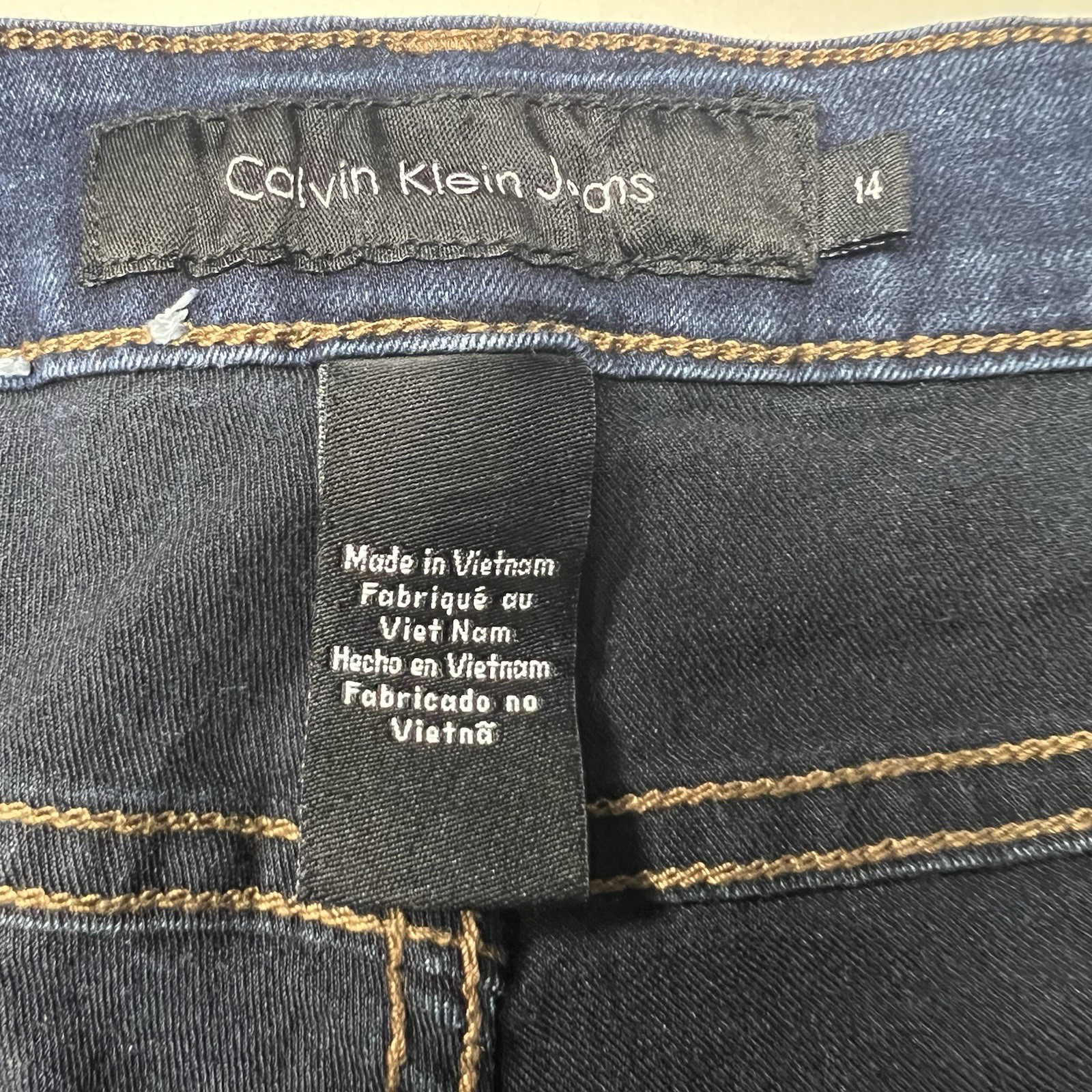 CALVIN KLEIN Jeans Women’s 14 Blue Denim Straight Leg Dark Wash Pants 14x32 thumbnail 7