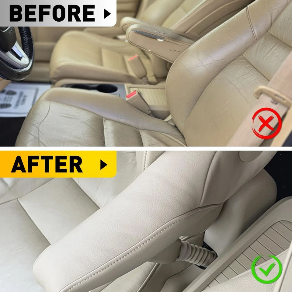 Par de cubiertas de repuesto de reposabrazos de asiento delantero de cuero beige para Honda CR-V 2010-2011 Foto 4 de 4