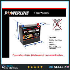 Battery fits LEXUS IS300h RX400h 2.5 3.3 05 to 20 048 340A 45Ah 4Yr Warranty New