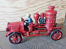 Vintage Cast Iron 1920's Fire Engine Pumper Truck Toy Held Together with Rivets