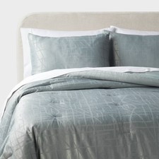 3pc King Luxe Jacquard Comforter and Sham Set Light Teal Green -