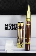 Montblanc Meisterstuck Star Walker Ballpoint Black Ink Pen In Brown & Gold Body.