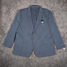Stafford Herringbone Knit Stretch Sport Coat Men's 54 Long Blue Lined Jacket NWT