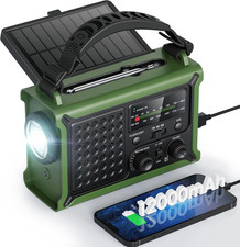 NOAA Weather Radio 12000Mah, Emergency Weather Radio with 2X Faster Solar Hand