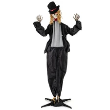 7.2ft Life-Size Animated Halloween Groom Prop - Formal Suit, Sound-Activated