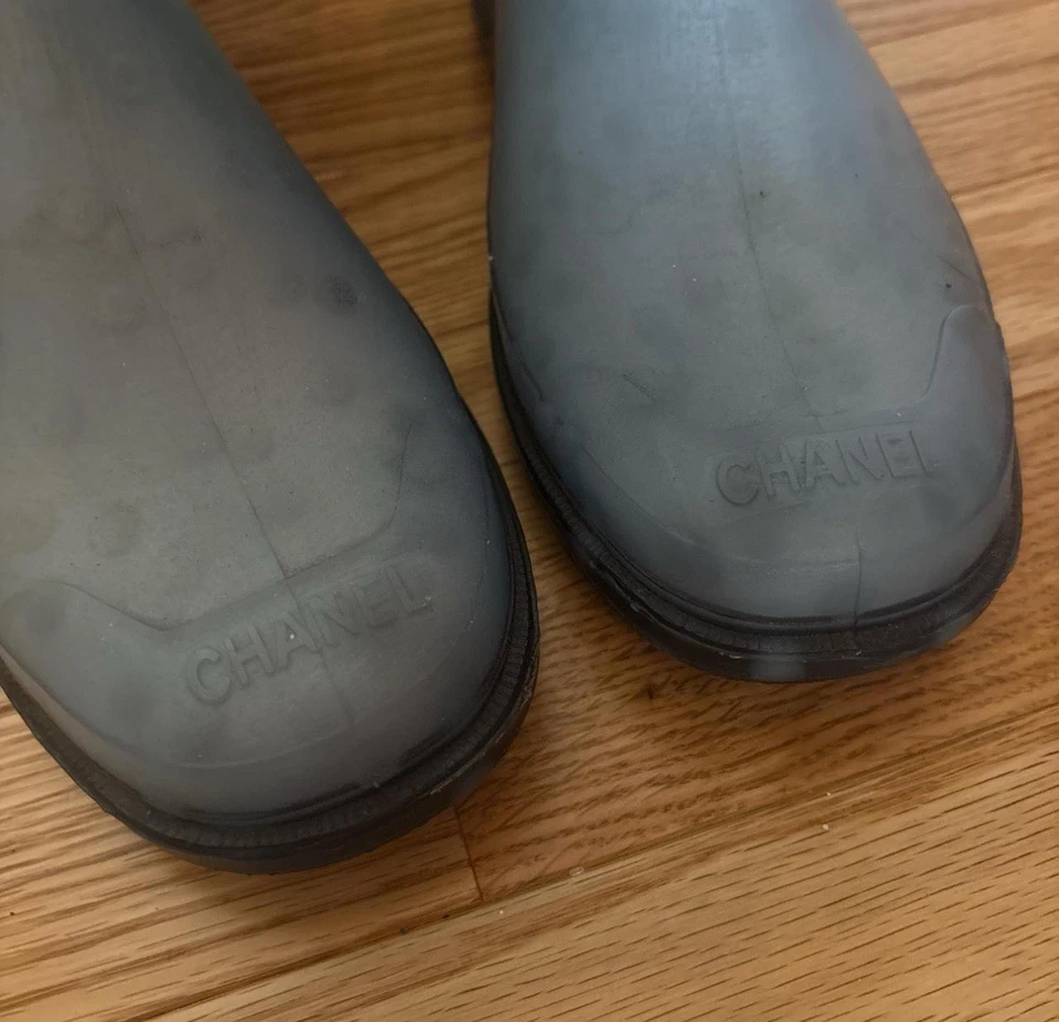 Baby Blue Chanel Rainboots Vintage Early 2000s Rain Boots Size 6 - Image 3 of 4