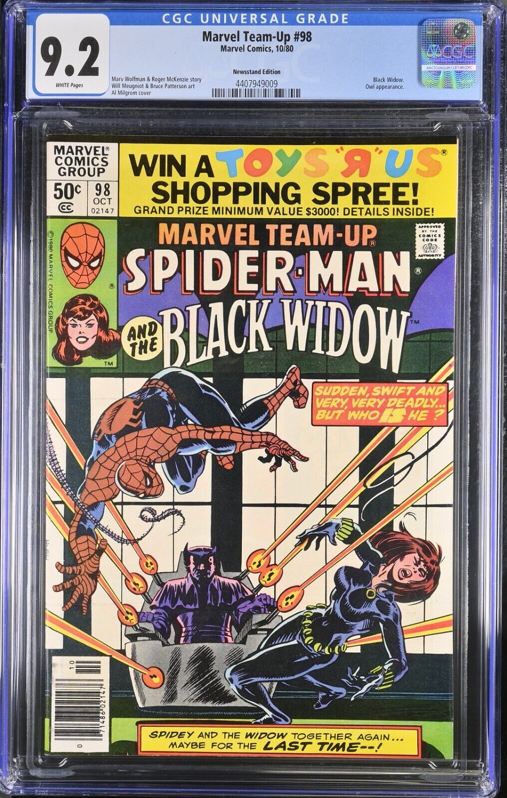 Marvel Team-Up #98 NEWSSTAND Variant CGC 9.2 (Spider-Man and Black Widow) 1980🔥