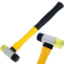 Double Face Rubber Hammer Mallet Fibreglass Shaft Grip Handle DIY 25mm CT2905