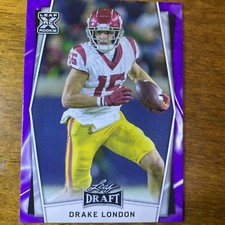 Drake London Rookie Leaf Draft Purple Parallel Leaf Trading Cards 2022
