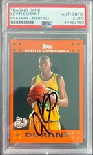 Kevin Durant signed autographed orange topps rookie card PSA/DNA authentic suns
