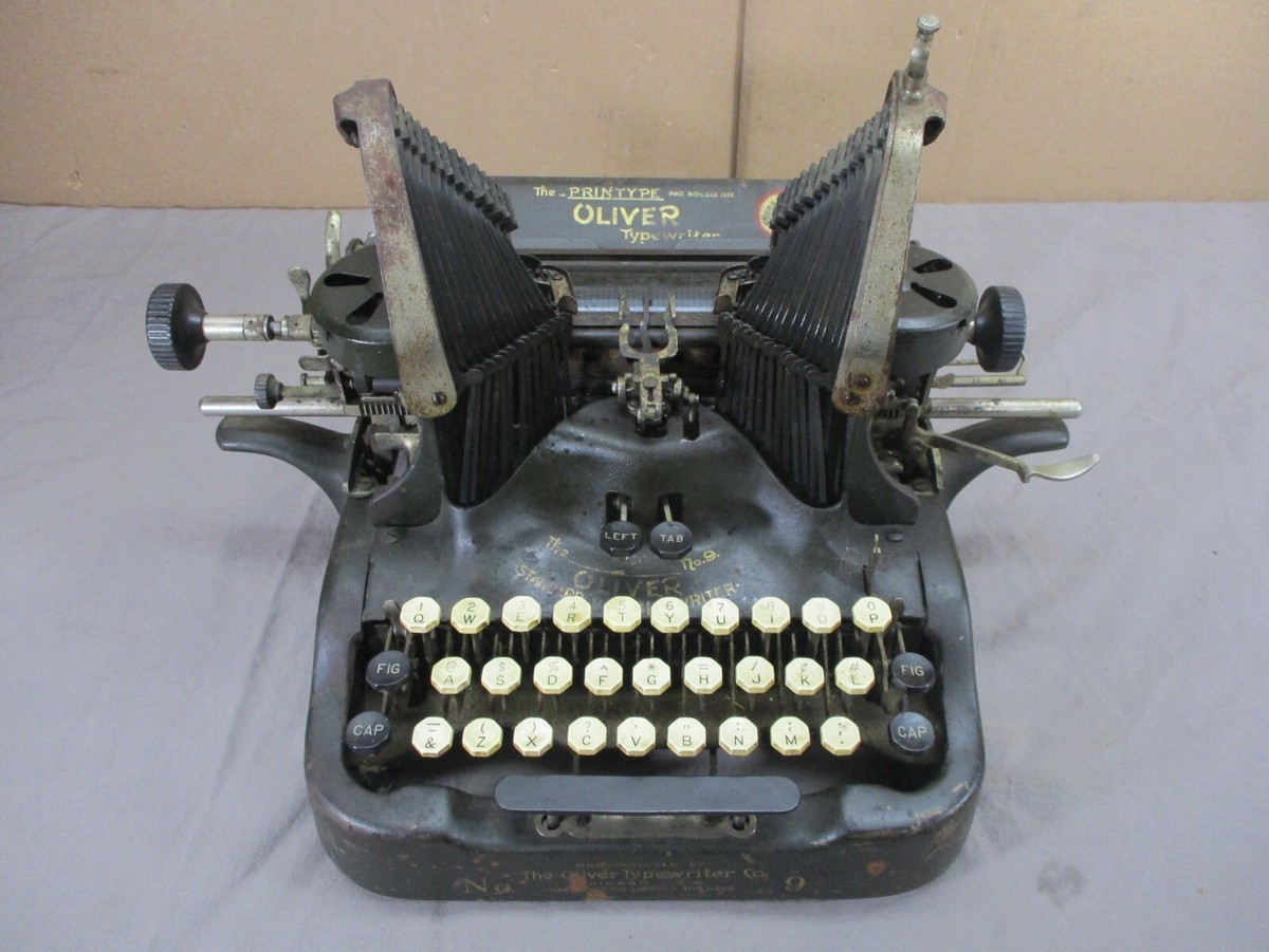 1913 Oliver No.9 The Printype BATWING Green Typewriter SEE VIDEO