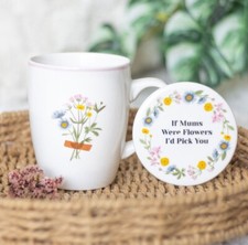 If Mums We?re Flowers I?d Pick U Floral Garden Coffee Mug Cup & Coaster Gift Set