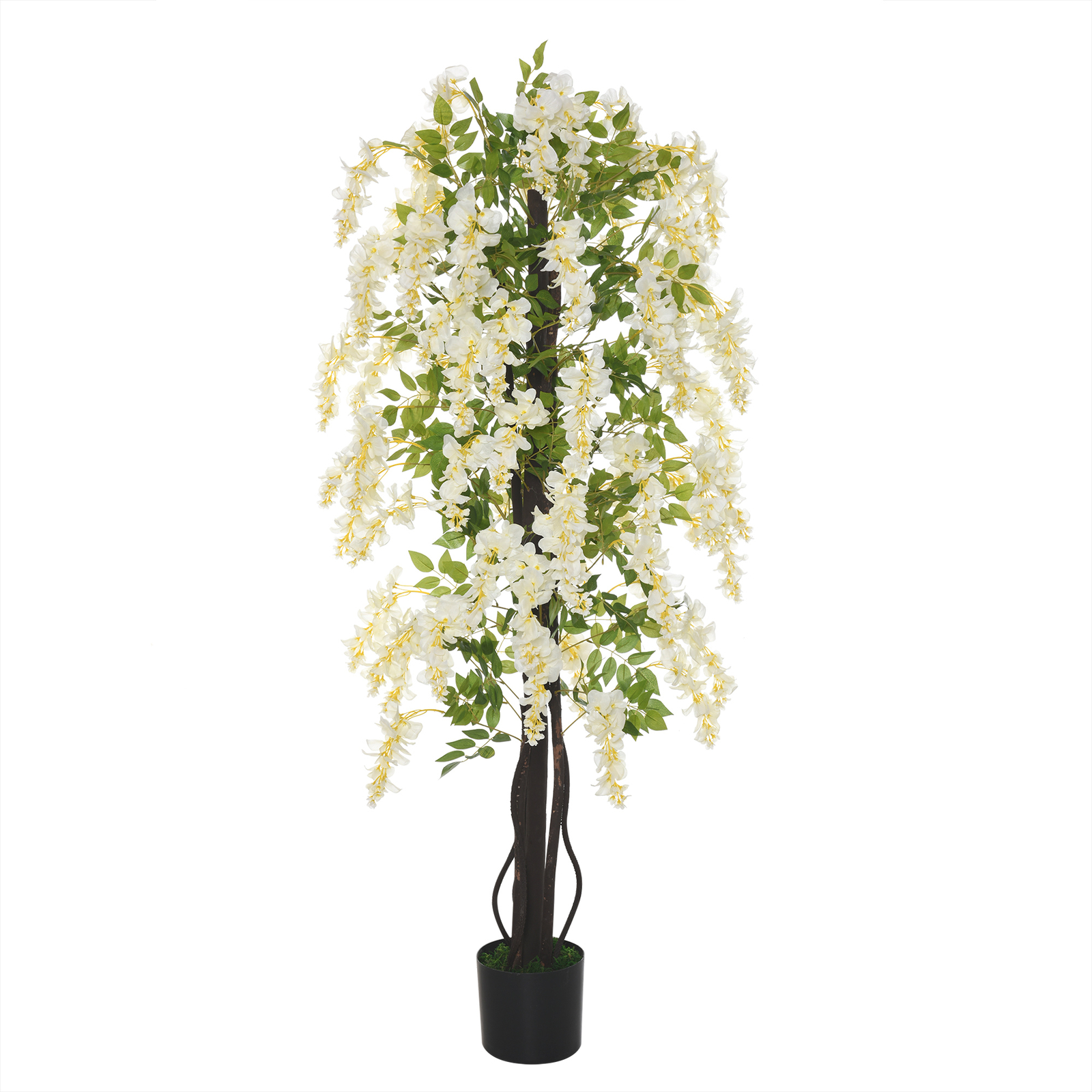 Outsunny Glicine Bianco Sintetico Pianta Artificiale 165cm Interni ed Esterni