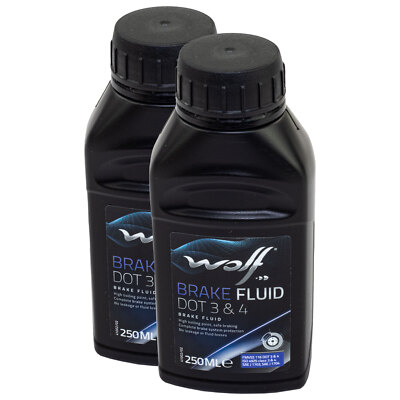 Bremsflüssigkeit WOLF BRAKE FLUID 5039 DOT 3&4 2 X 250 ml Brems Bremse bremsen