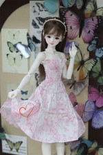 1/4MSD 1/3SD BJD Clothes Outfit Wrinkle Elastic Tube Top Dress Pink Flowers