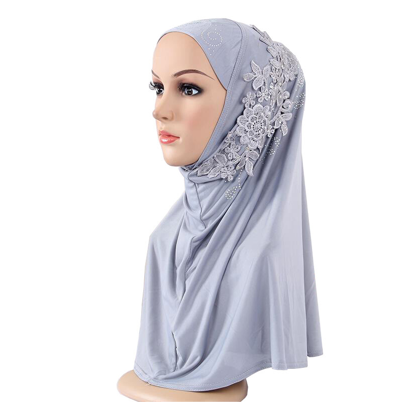 Women's Instant Amira Hijab Scarf – Pull-On Shawl – Solid Color – Polyester