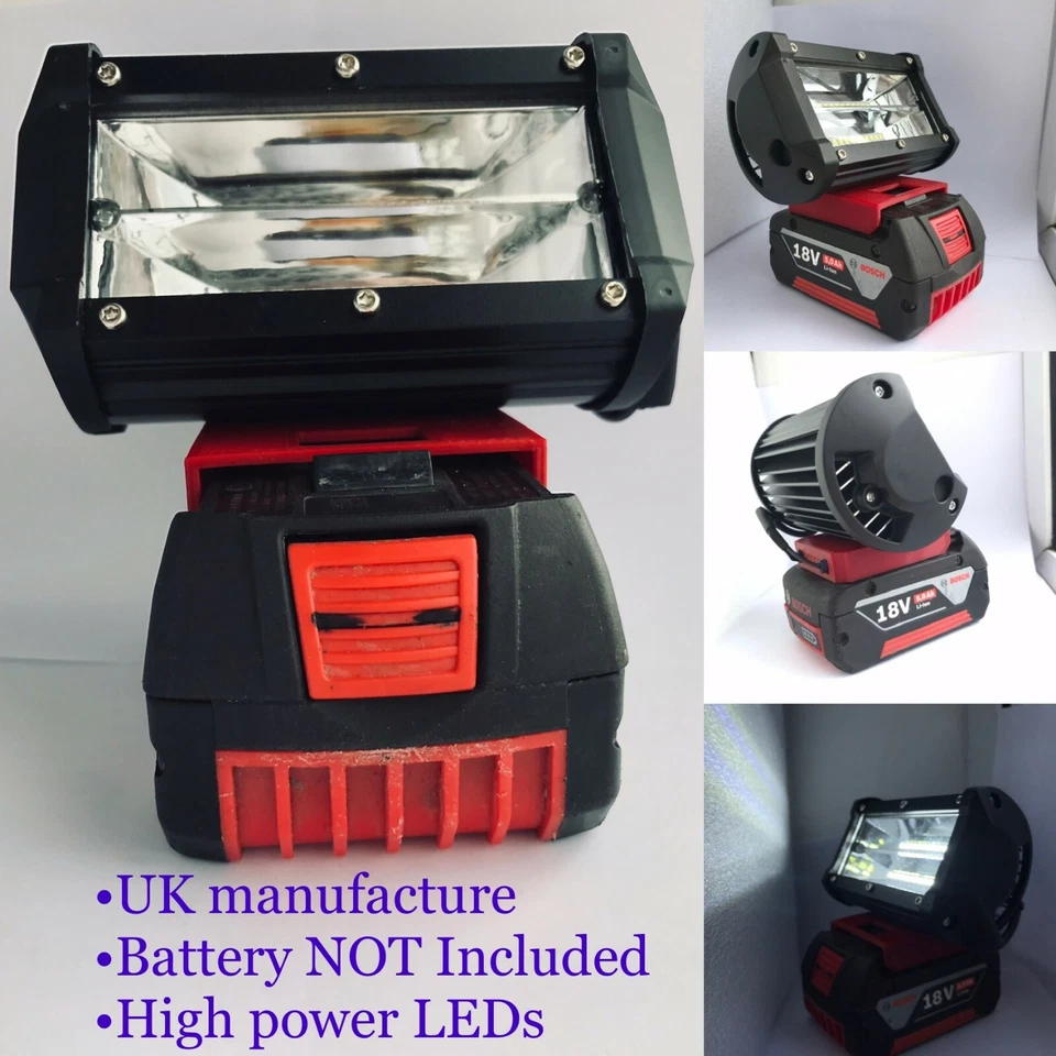 Bosch Compatible 18v LED Work Light Torch Flood Light High Brightness Lithium - Image 2 of 4