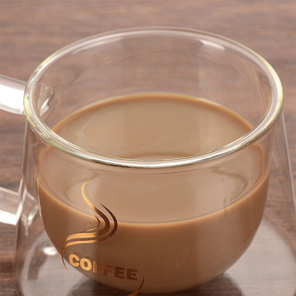 200ml Transparent Double Bottom Coffee Cup Milk Whiskey Tea Heat
